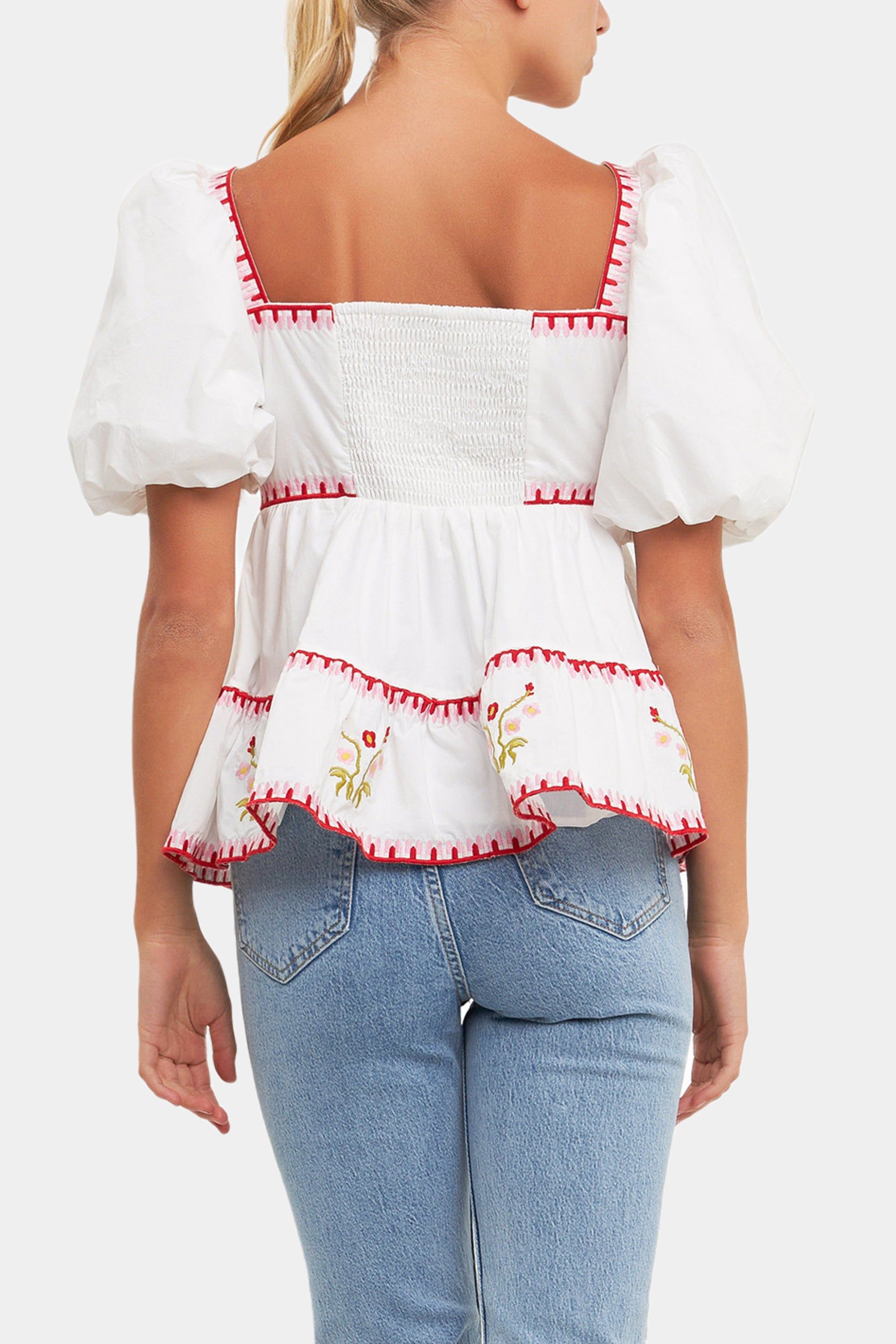 Embroidered Blouson Top sold by Lord & Taylor product image thumbnail 4