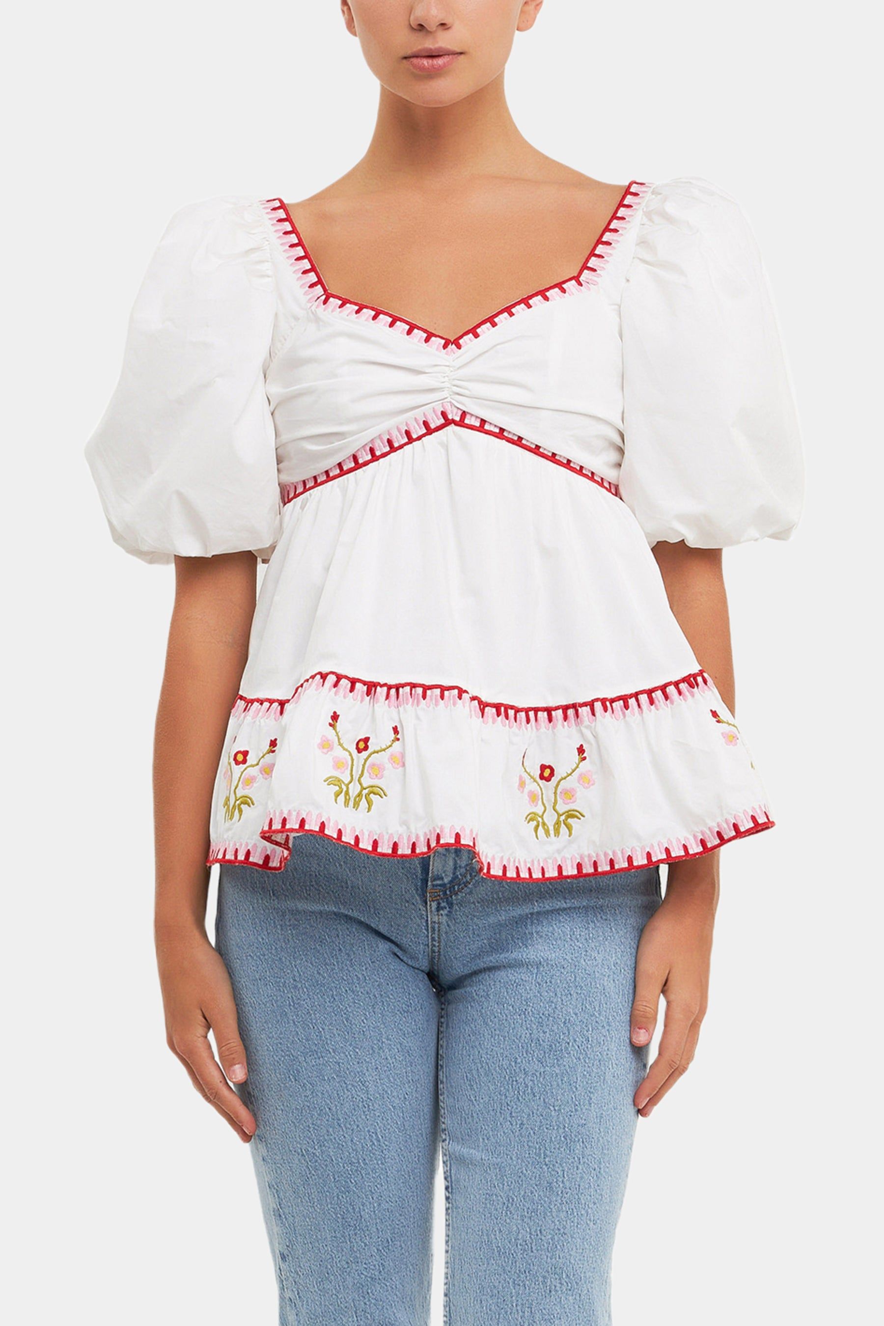 Embroidered Blouson Top sold by Lord & Taylor