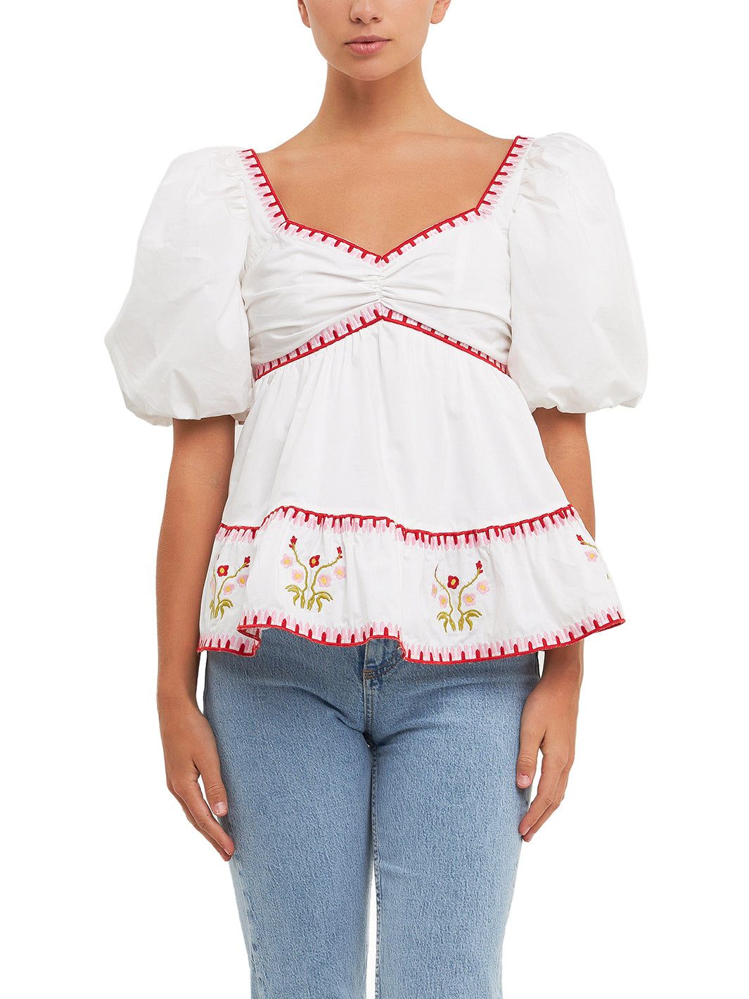 Embroidered Blouson Top sold by Lord & Taylor product image thumbnail 6