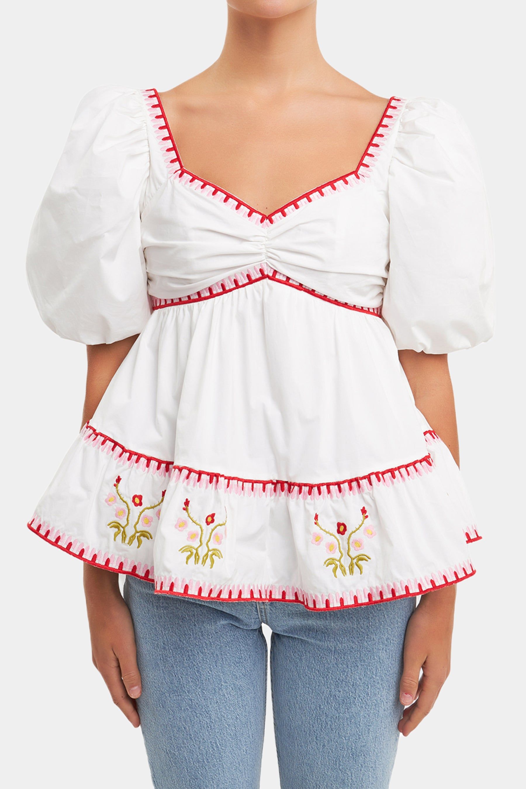 Embroidered Blouson Top sold by Lord & Taylor product image thumbnail 5