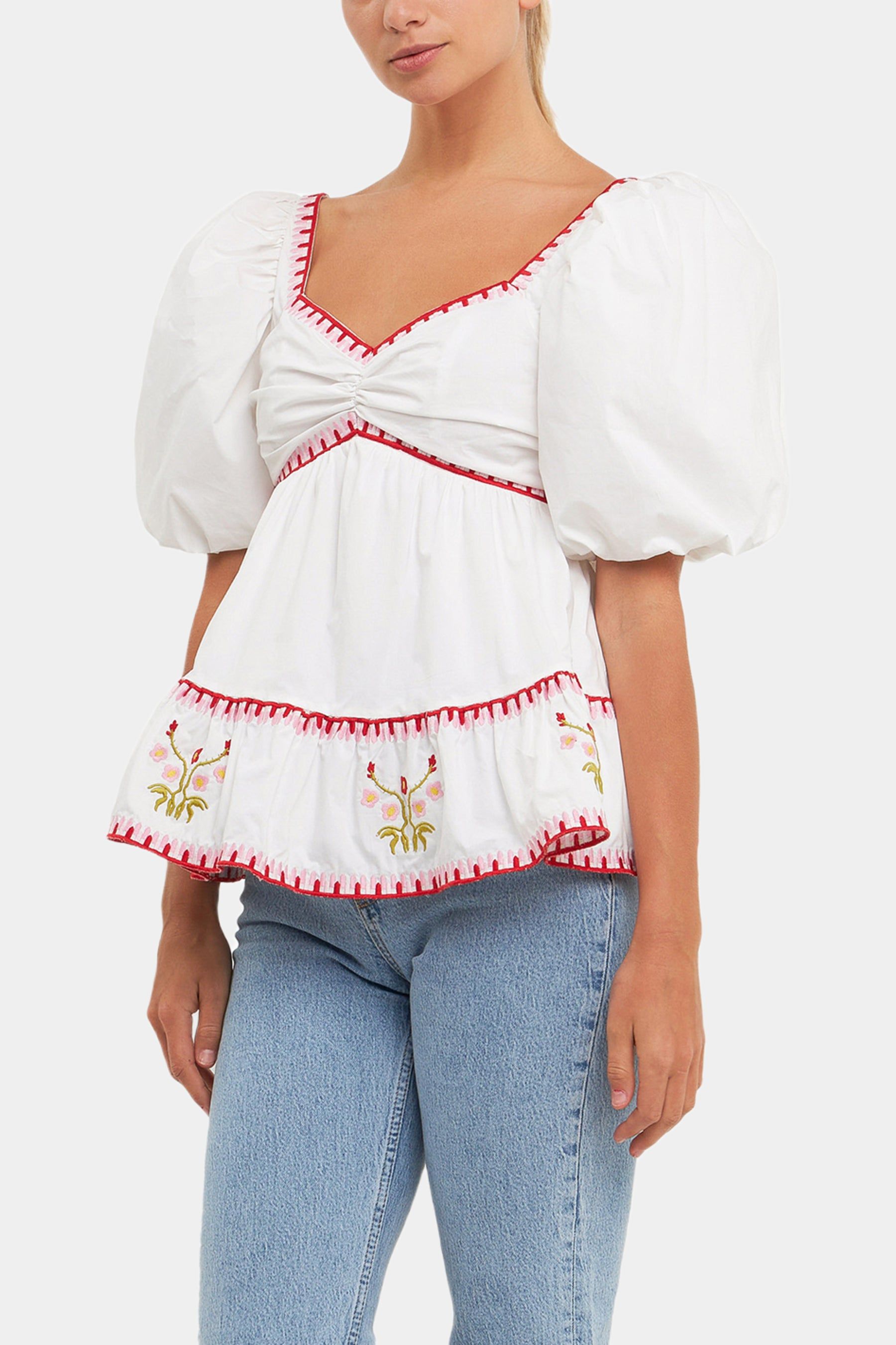 Embroidered Blouson Top sold by Lord & Taylor product image thumbnail 3