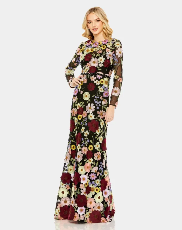 Embroidered Applique High Neck Trumpet Gown sold by Lord & Taylor