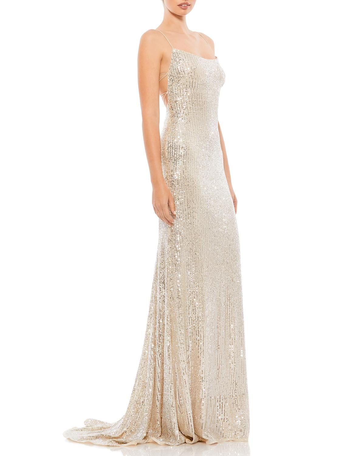 Stretch Sequin Lace Up Back Evening Gown sold by Lord & Taylor product image thumbnail 2