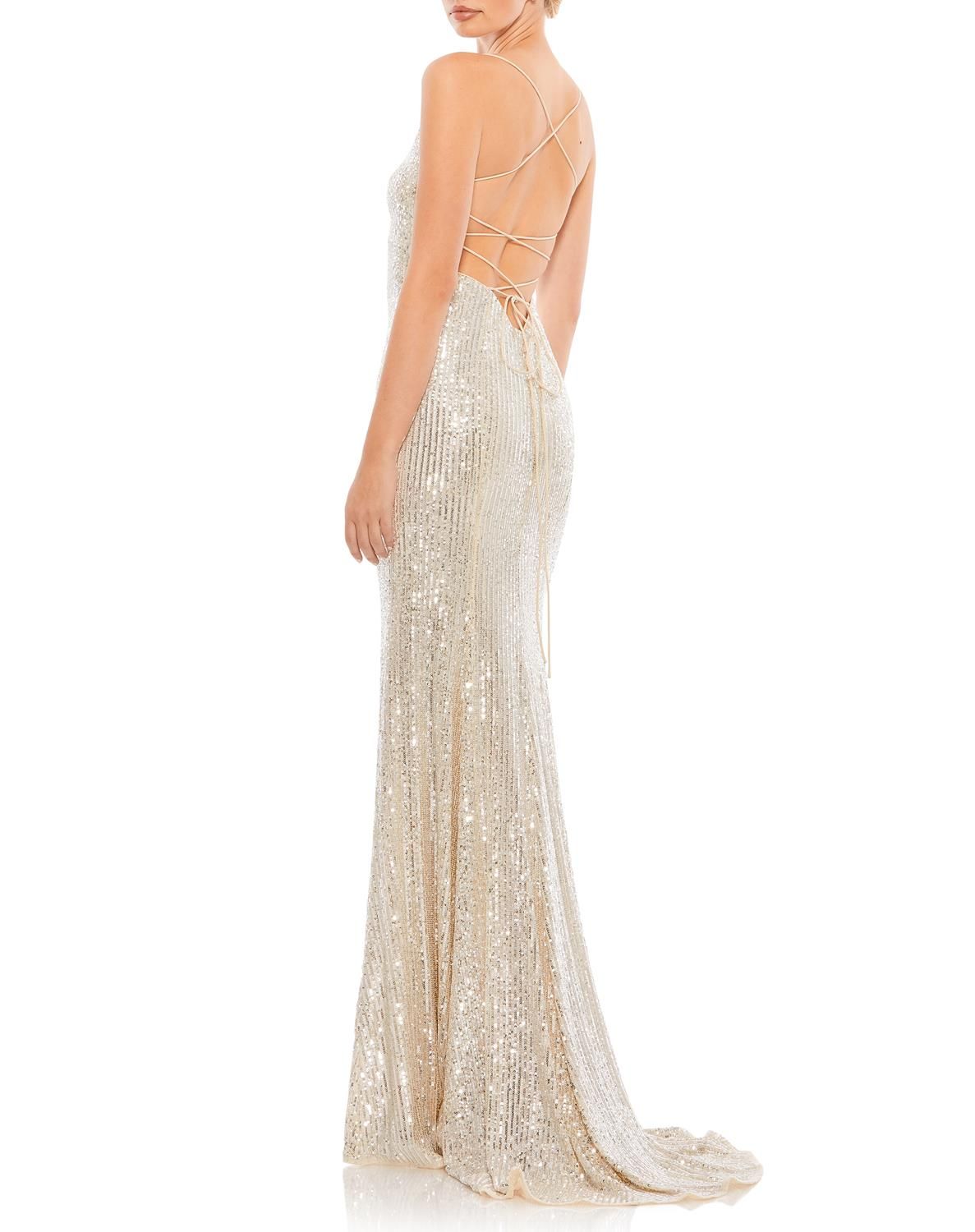 Stretch Sequin Lace Up Back Evening Gown sold by Lord & Taylor product image thumbnail 3