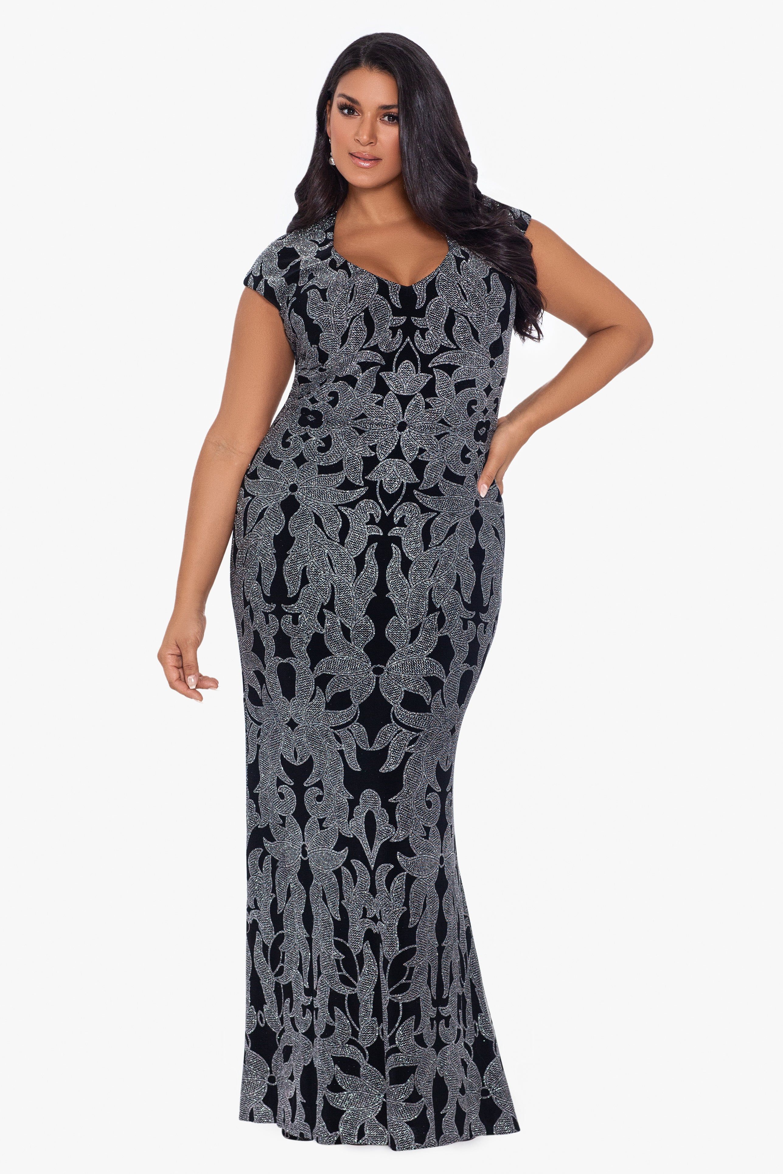 Long Glitter V-Neck Cap Sleeve Dress sold by Lord & Taylor product image thumbnail 5