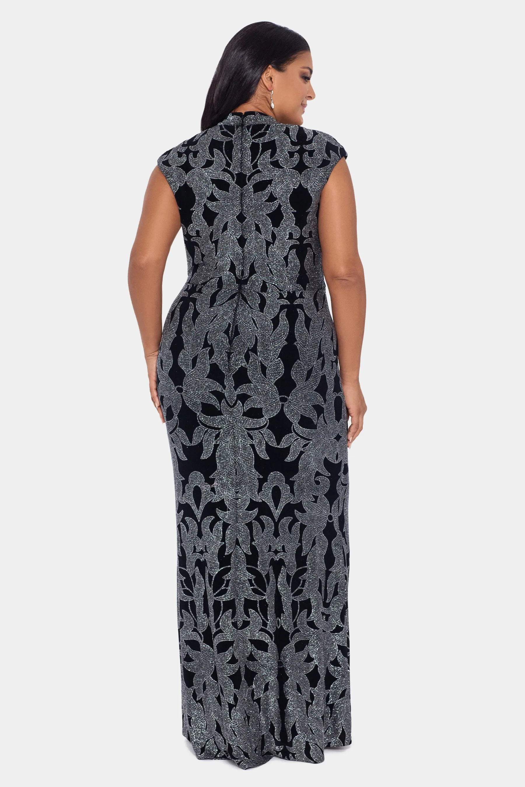 Long Glitter V-Neck Cap Sleeve Dress sold by Lord & Taylor product image thumbnail 4
