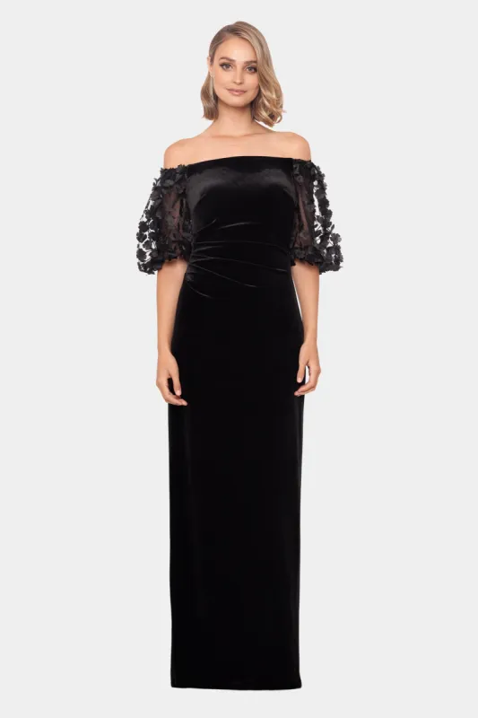 Long Ruffle 3/4 Sleeve Velvet Dress sold by Lord & Taylor