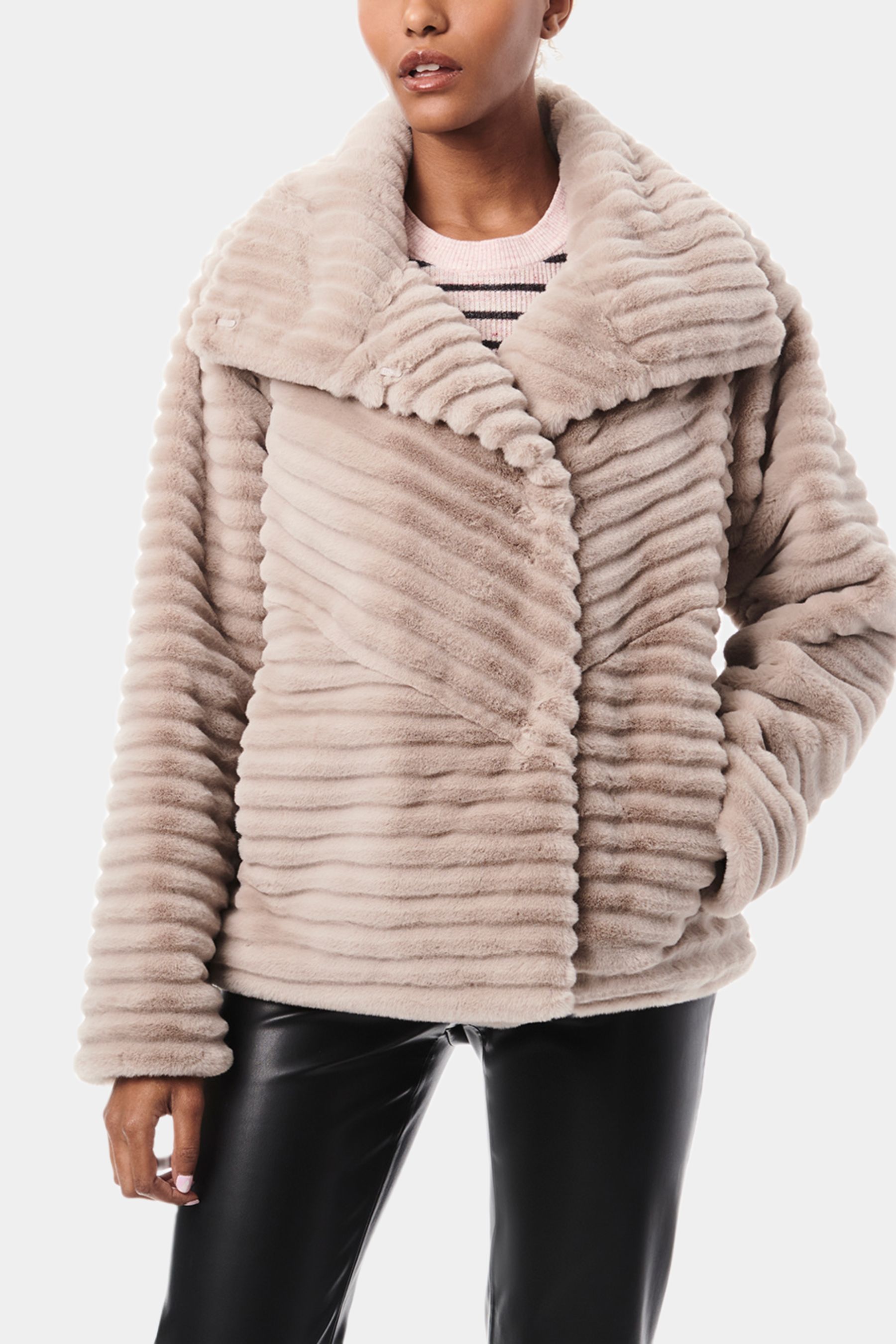 Grooved Stand Collar Faux Fur Jacket sold by Lord & Taylor product image thumbnail 2