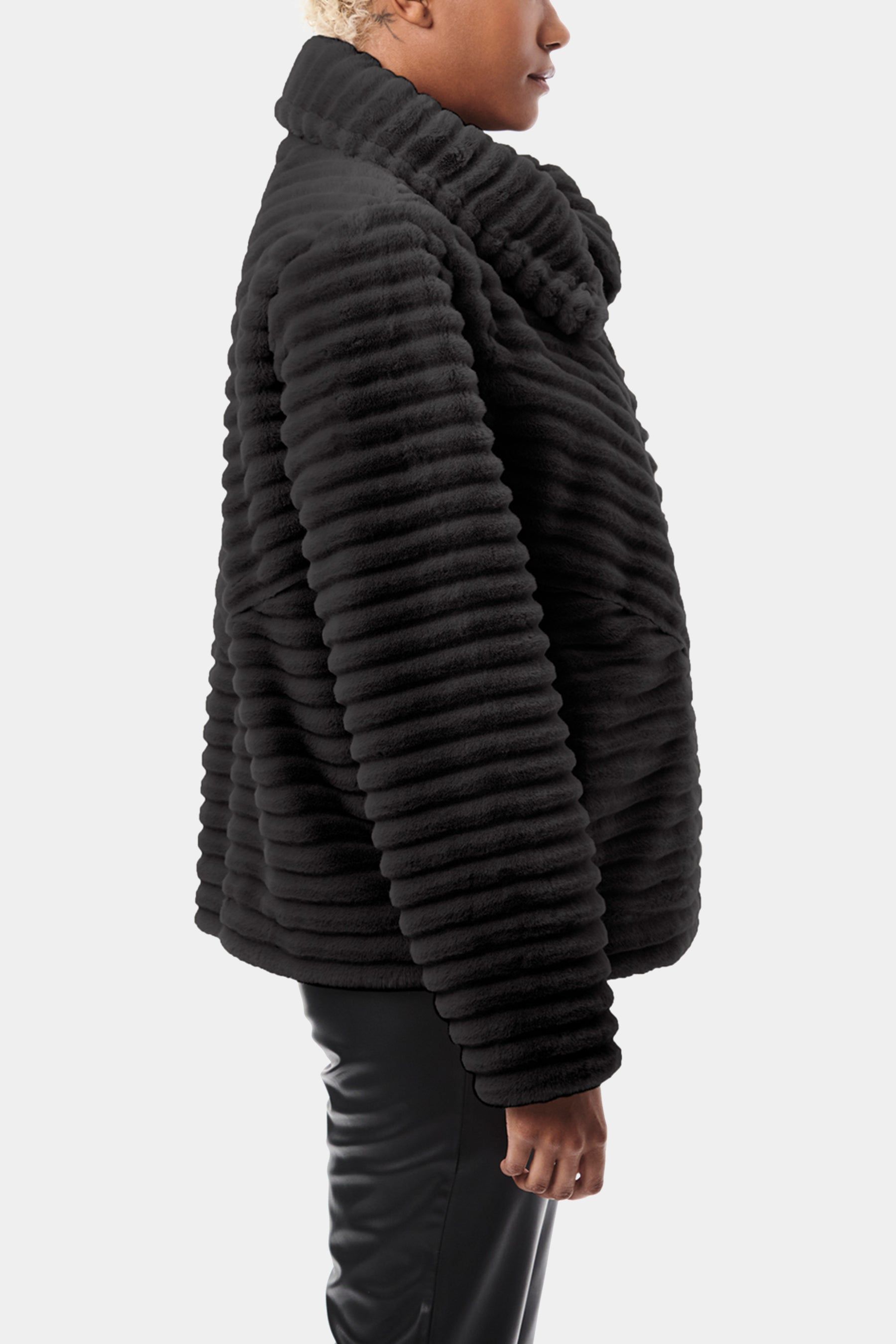 Grooved Stand Collar Faux Fur Jacket sold by Lord & Taylor product image thumbnail 5