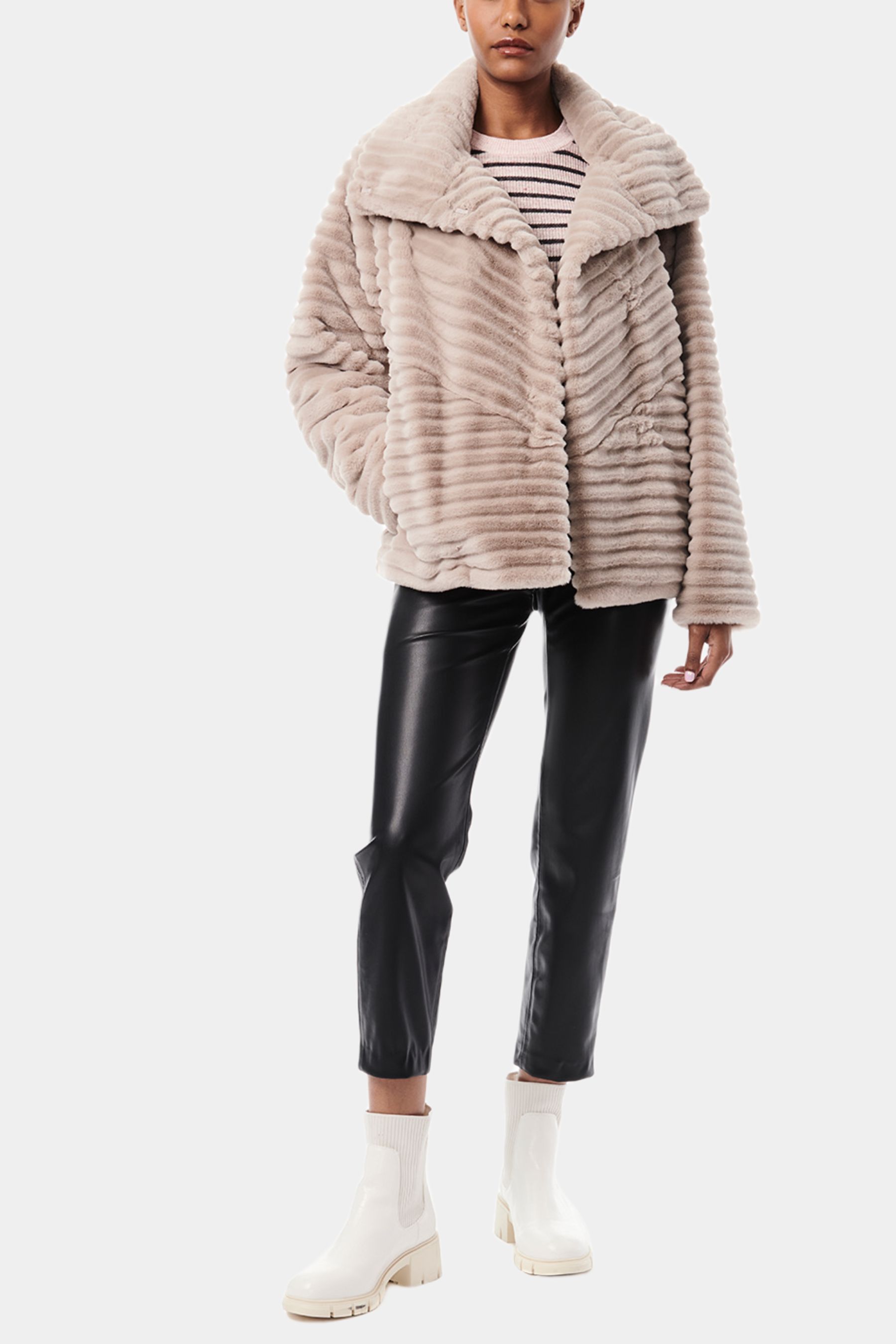 Grooved Stand Collar Faux Fur Jacket sold by Lord & Taylor product image thumbnail 4