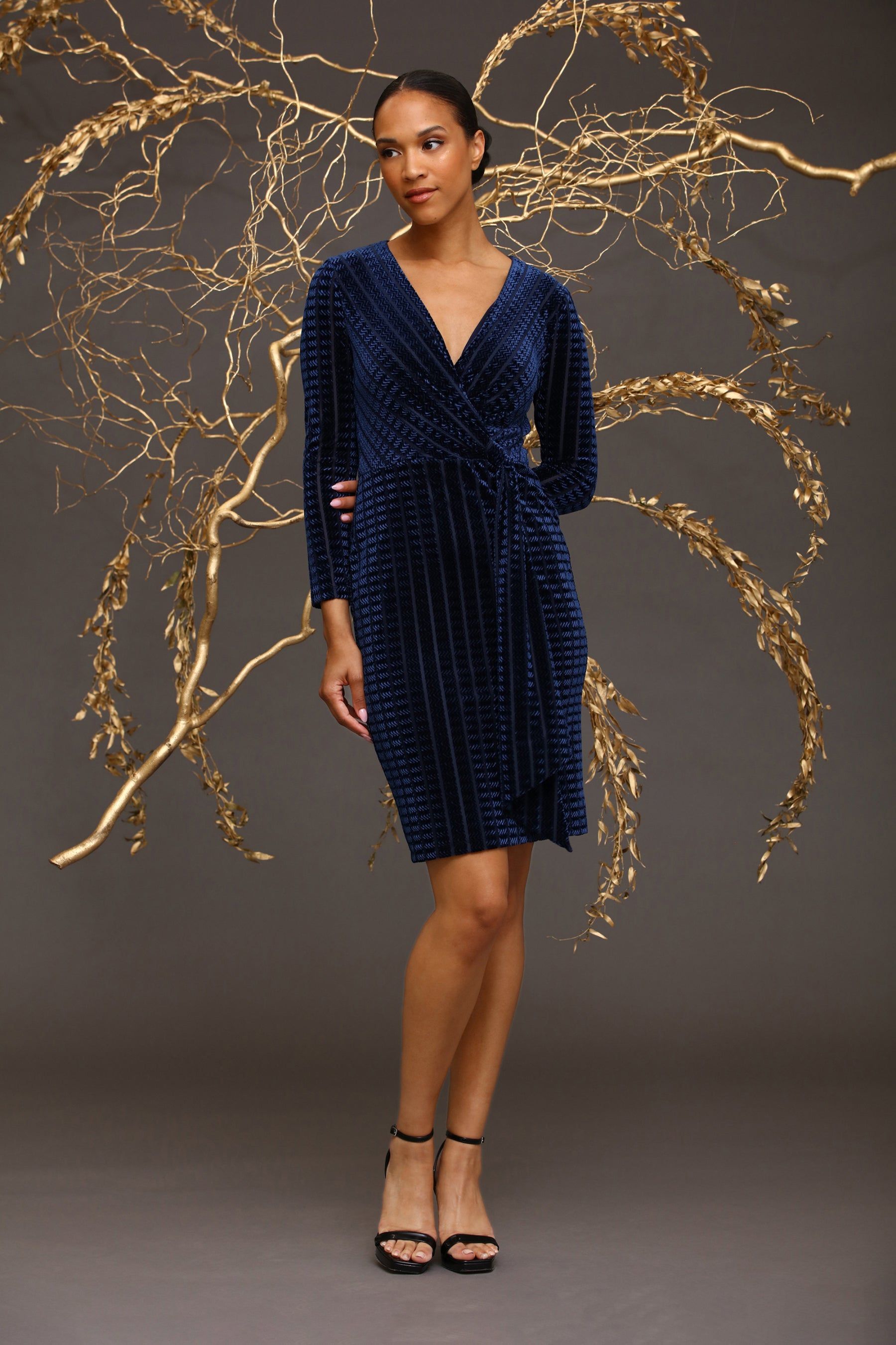 Long Sleeve V-Neck Faux Wrap Dress sold by Lord & Taylor product image thumbnail 3