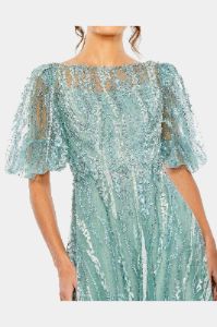 High Neck Puff Sleeve Embellished A-Line Dress sold by Lord & Taylor