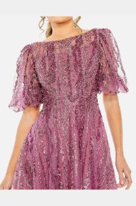 High Neck Puff Sleeve Embellished A-Line Dress sold by Lord & Taylor