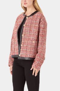 Faux Leather Trim Tweed Jacket sold by Lord & Taylor