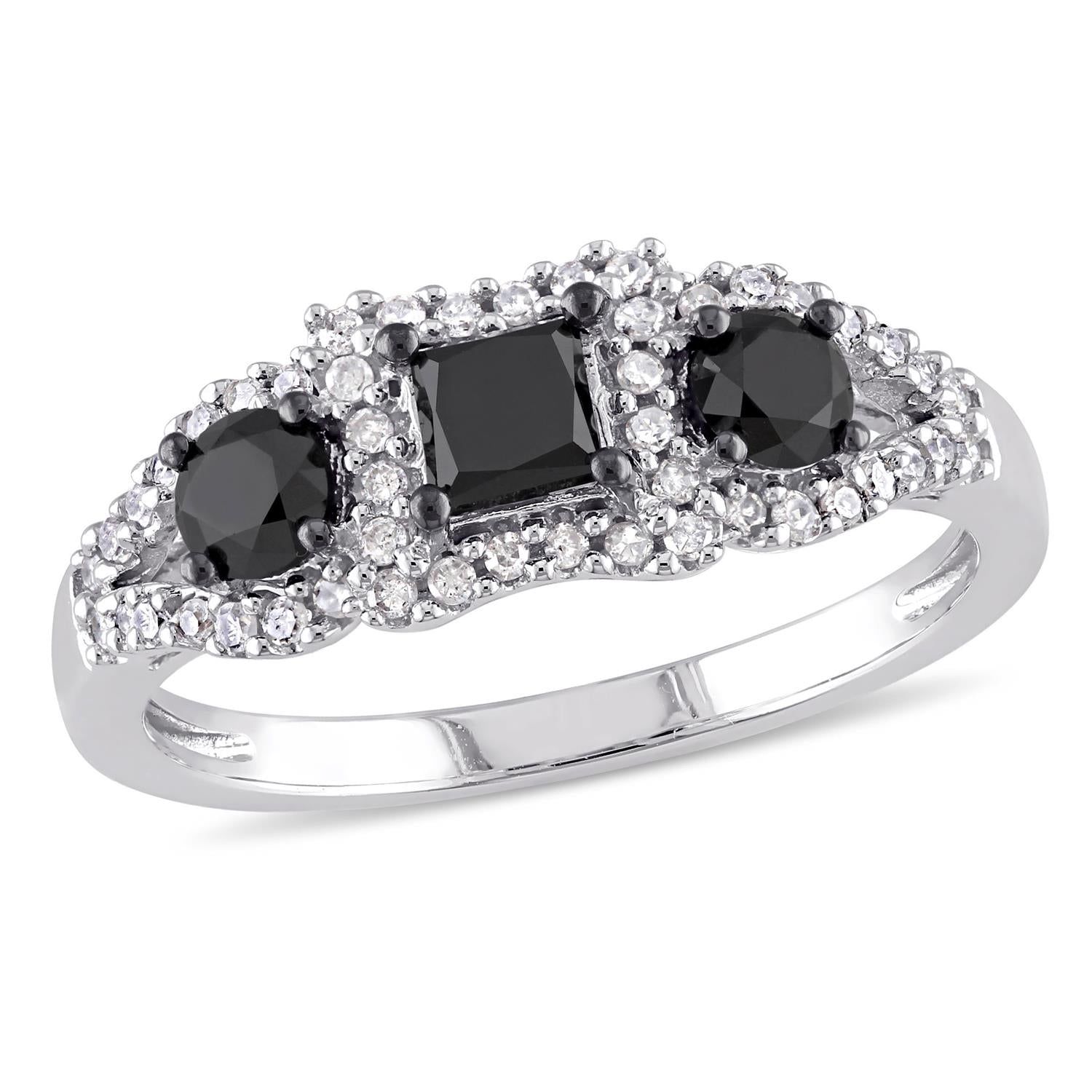 10k White Gold Black and White Diamond Ring sold by Lord & Taylor