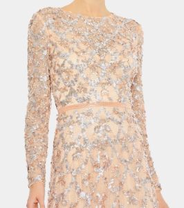 Embellished Illusion High Neck Long Sleeve A Line sold by Lord & Taylor