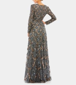 Embellished Illusion High Neck Long Sleeve A Line sold by Lord & Taylor