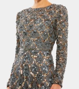 Embellished Illusion High Neck Long Sleeve A Line sold by Lord & Taylor