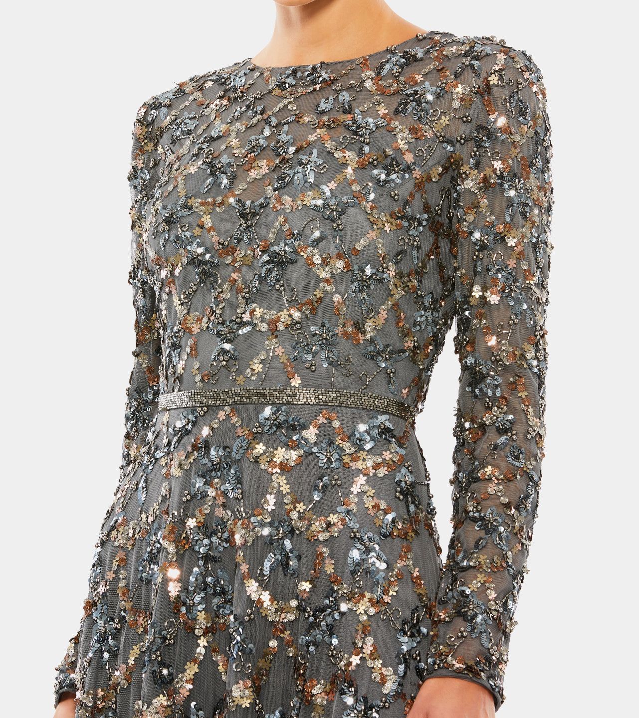 Embellished Illusion High Neck Long Sleeve A Line sold by Lord & Taylor product image thumbnail 3