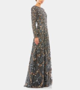 Embellished Illusion High Neck Long Sleeve A Line sold by Lord & Taylor