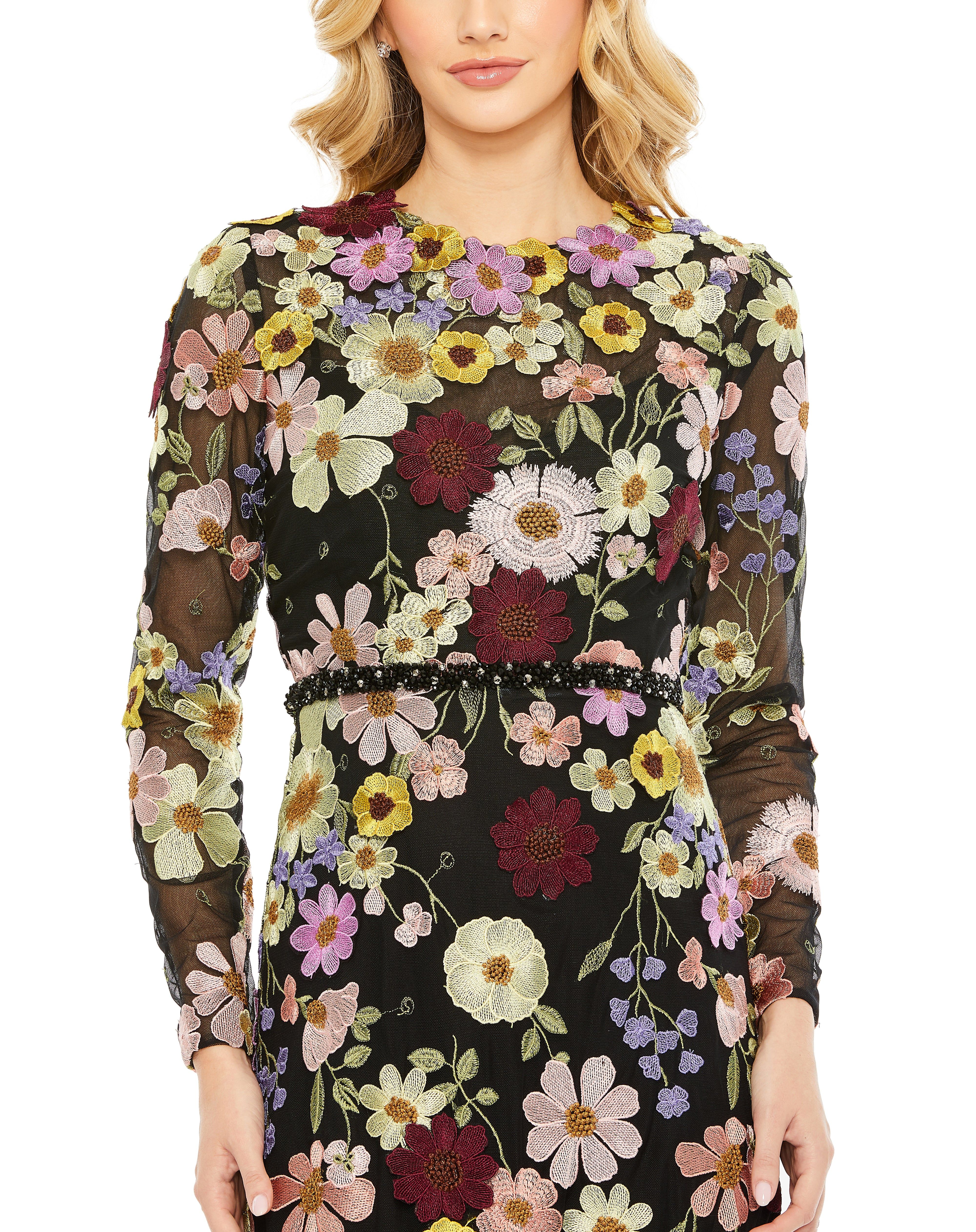 Embroidered Applique High Neck Trumpet Gown sold by Lord & Taylor product image thumbnail 4