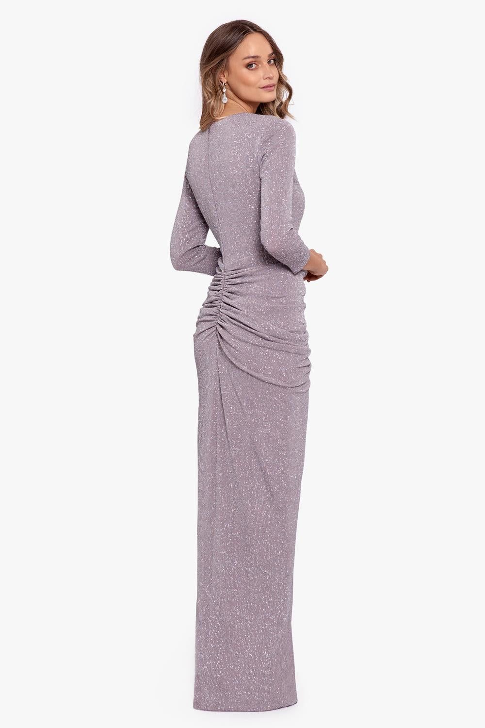 Long Sleeve Glitter Gather Ruched Gown sold by Lord & Taylor product image thumbnail 2