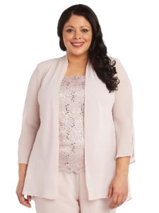 Sleeveless Lace Top, High Low Duster & Pant 3-Piece Set- Plus sold by Lord & Taylor