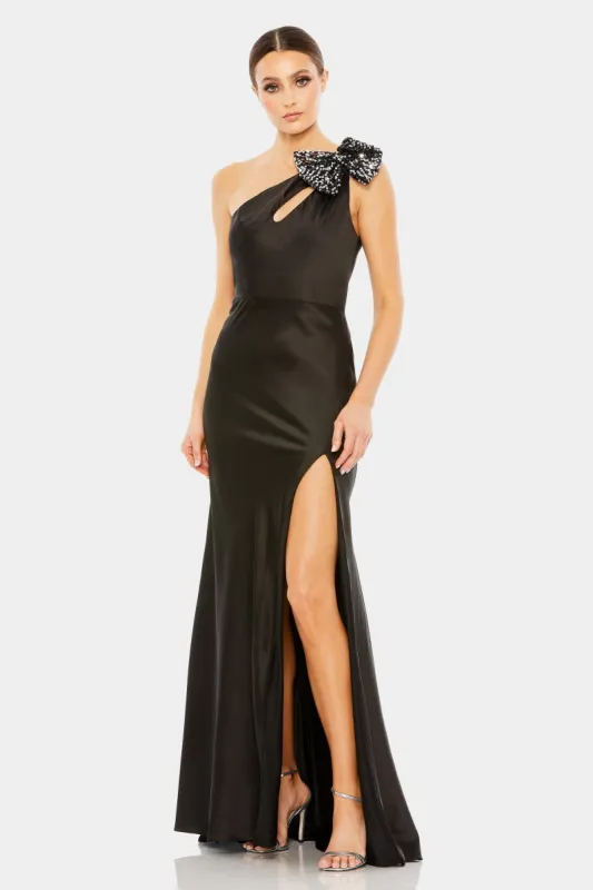 Sequined Bow Detail One Shoulder Trumpet Gown sold by Lord & Taylor