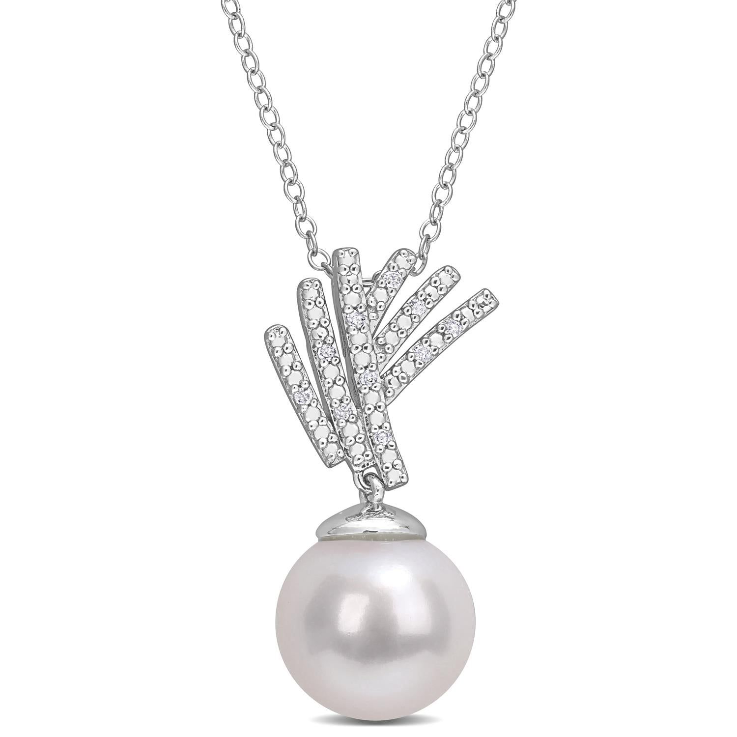 Freshwater Cultured Pearl and Diamond Necklace sold by Lord & Taylor product image thumbnail 4