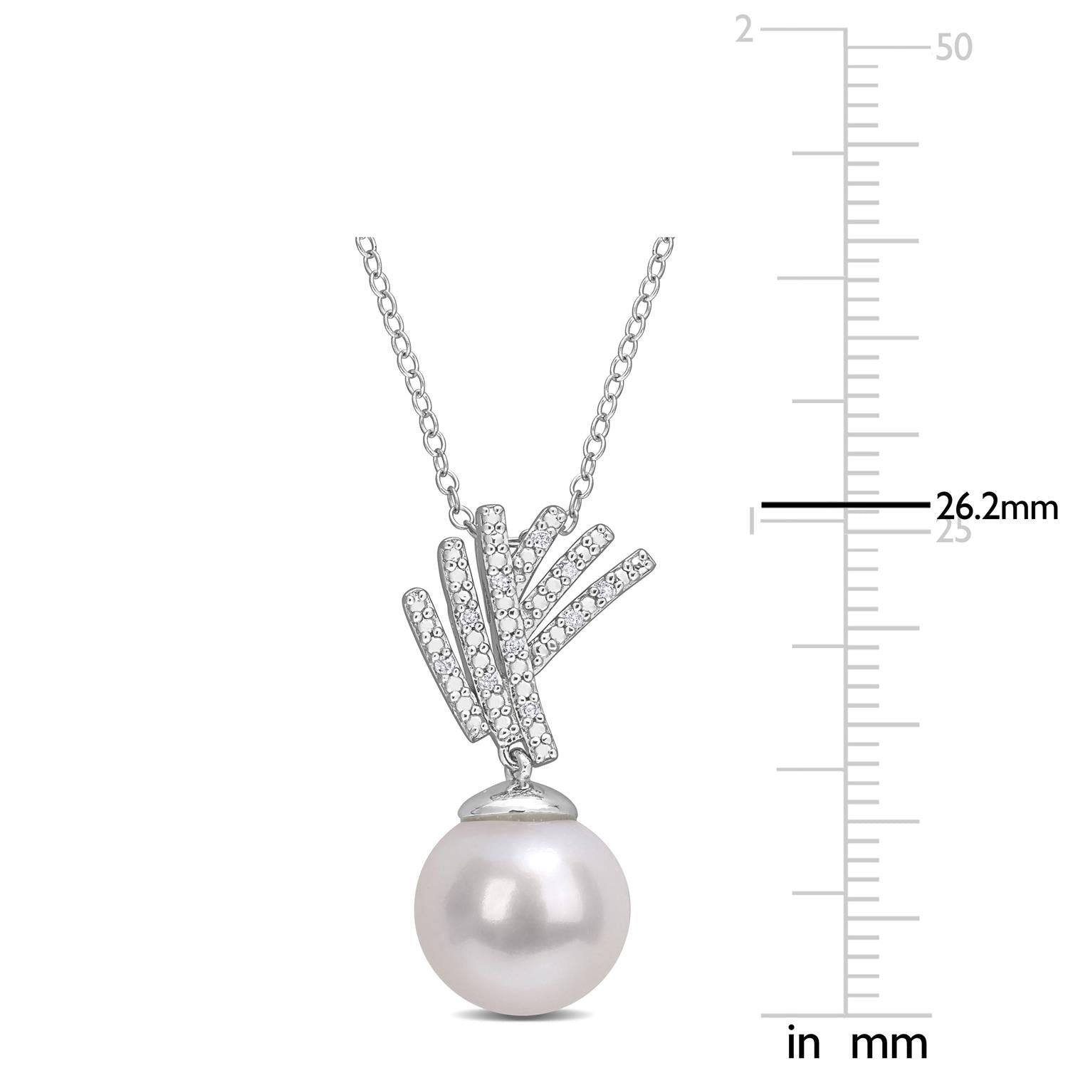 Freshwater Cultured Pearl and Diamond Necklace sold by Lord & Taylor product image thumbnail 2