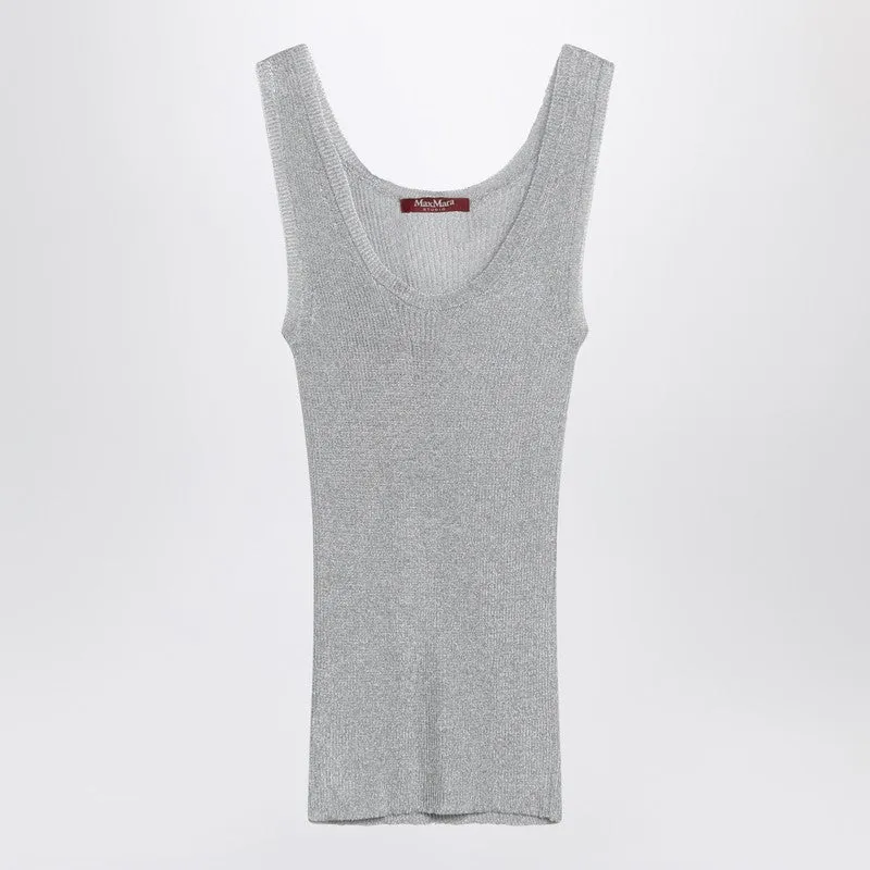 Max Mara Studio Top lurex tank top in silver sold by Lord & Taylor