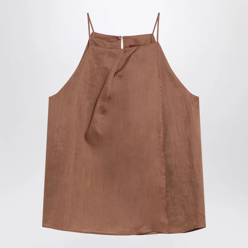 Max Mara Studio Tobacco-coloured ramie gauze top sold by Lord & Taylor