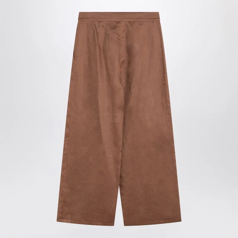 Max Mara Studio Trousers in ramie gauze tobacco color sold by Lord & Taylor product image thumbnail 2