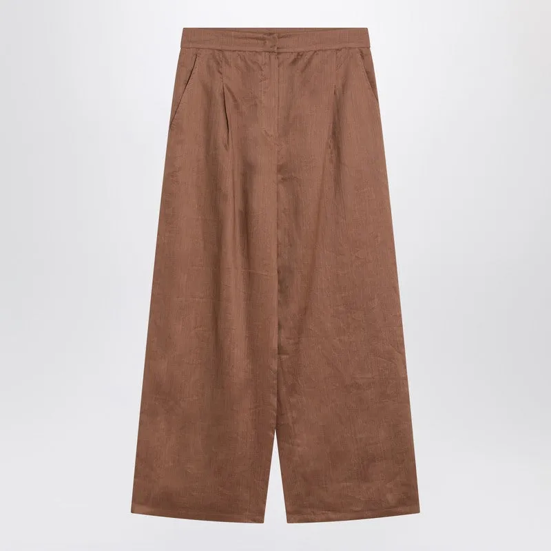 Max Mara Studio Trousers in ramie gauze tobacco color sold by Lord & Taylor