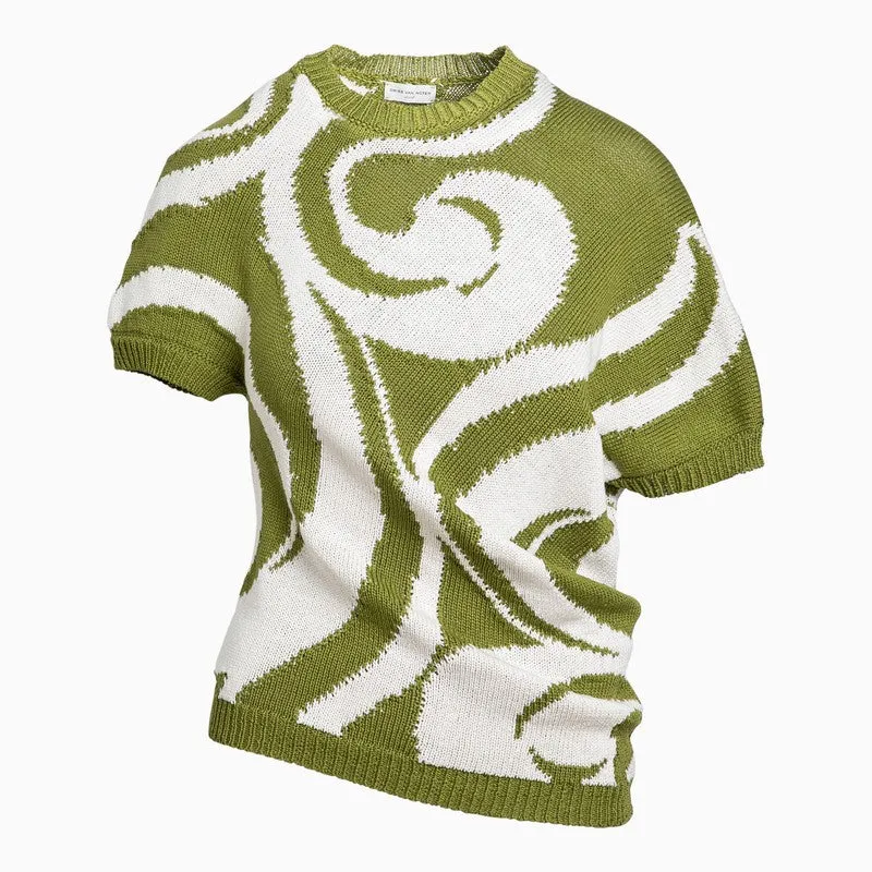 Dries Van Noten Green cotton jersey with inlay made by Dries Van Noten