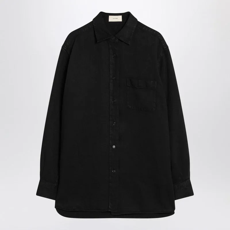 The Row Nesson black linen denim shirt sold by Lord & Taylor