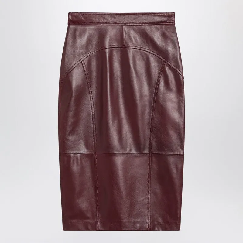 Max Mara Studio Bordeaux pencil skirt in nappa leather sold by Lord & Taylor