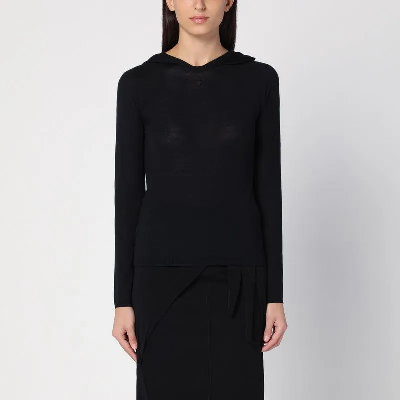 Courreges Courrèges Light wool black hooded sweater sold by Lord & Taylor