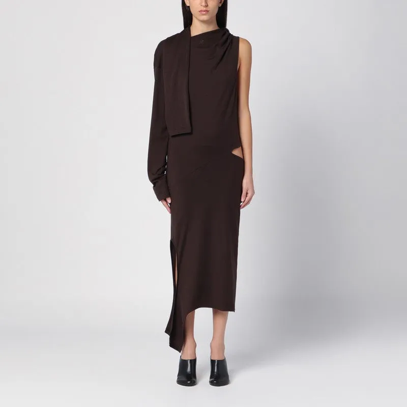 Courreges Courrèges Brown one-shoulder dress with cut-out sold by Lord & Taylor