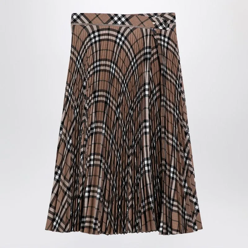 Women's Wool Sunray Pleated Skirt in Blue Check | Parallel