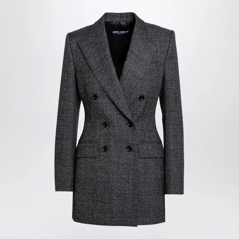Dolce & Gabbana Dolce&Gabbana Anthracite grey tweed double-breasted jacket sold by Lord & Taylor