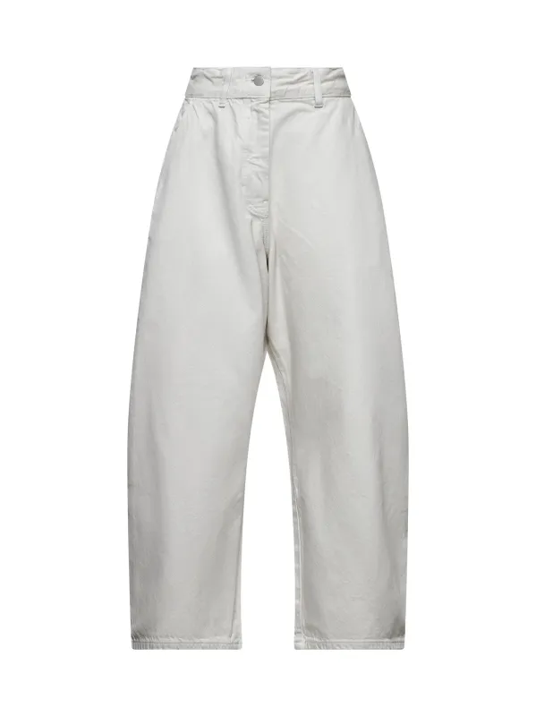 Grey denim wide and cropped Chalco jeans sold by Lord & Taylor