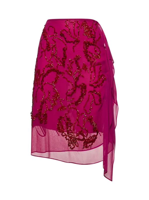 Fuchsia Georgette Embroidered Skirt sold by Lord & Taylor