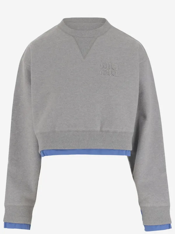 Cotton Sweatshirt with Logo made by Miu Miu