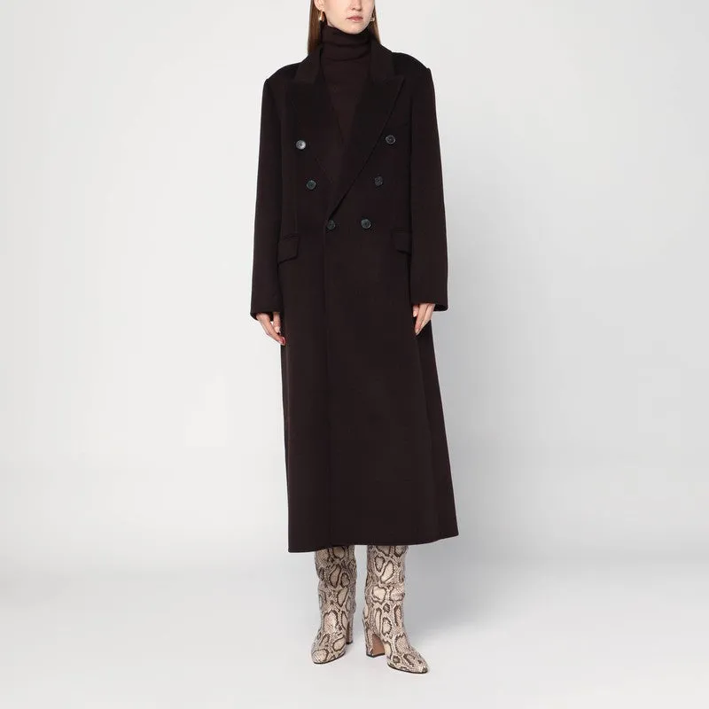 Victoria Beckham Brown double-breasted coat in wool and cashmere sold by Lord & Taylor