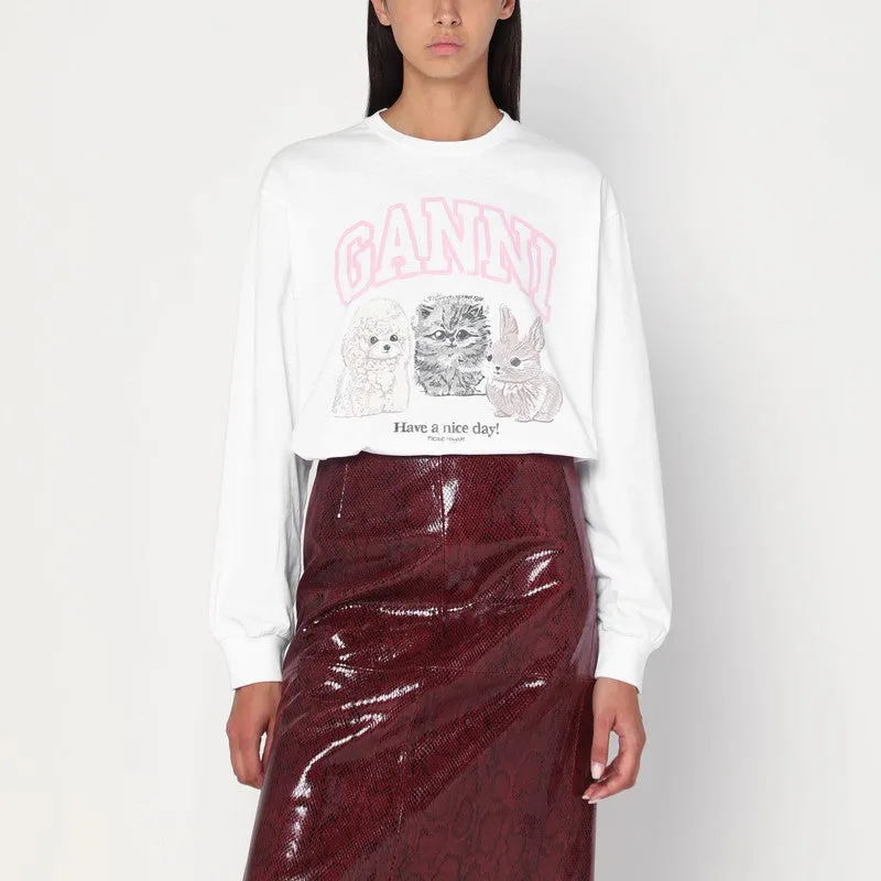 GANNI White sweater with logo print sold by Lord & Taylor