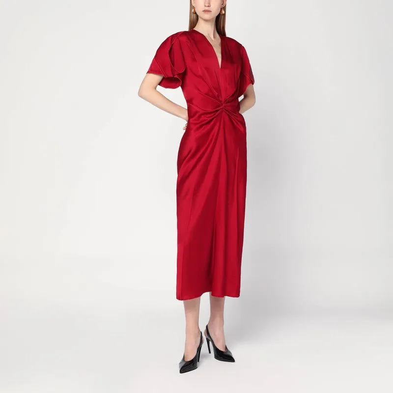 Victoria Beckham Fuchsia pink midi dress with gathered waist sold by Lord & Taylor