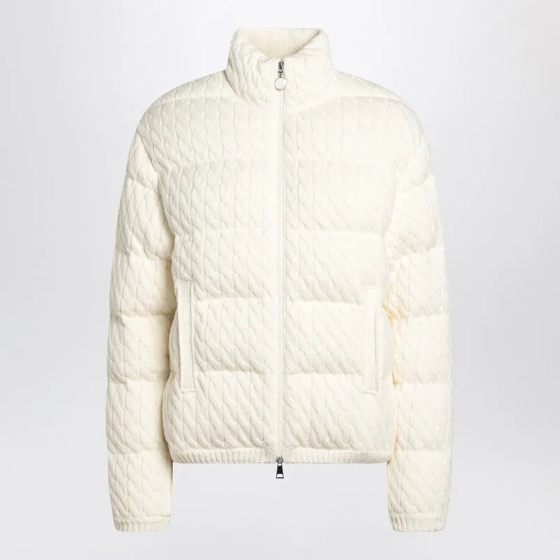 Moncler White puffer jacket with braids in cotton blend sold by Lord & Taylor