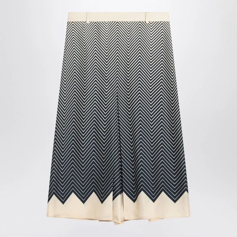 Valentino Blue/ivory silk skirt sold by Lord & Taylor