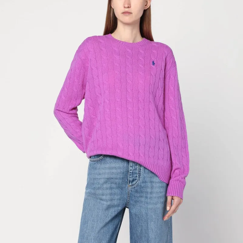 Polo Ralph Lauren Purple cable-knit sweater in wool and cashmere sold by Lord & Taylor